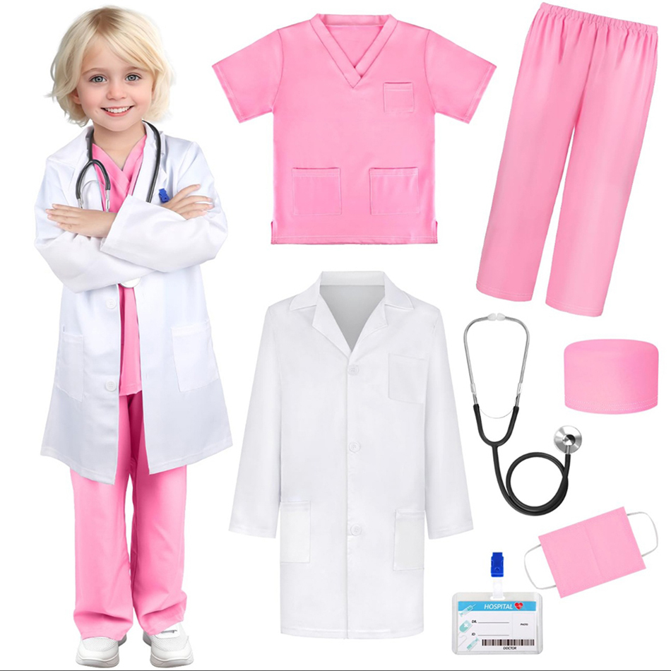 Medical Lab Coats - 7 pezzi/pacco bambino bianco uniforme medica
